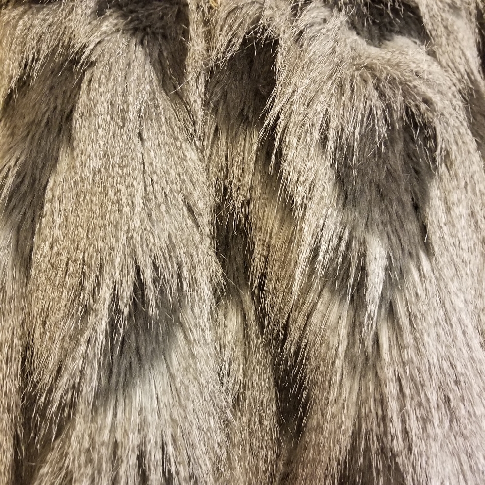 Ameri Mode Funky Gray Faux Fur Coat L - image 3